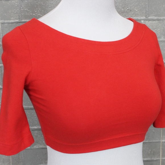 Urban Outfitters BDG Delaney Half-Sleeve Crop Red XS - Picture 5 of 7